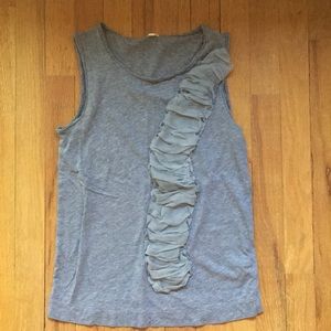 J Crew grey tank with ruffle